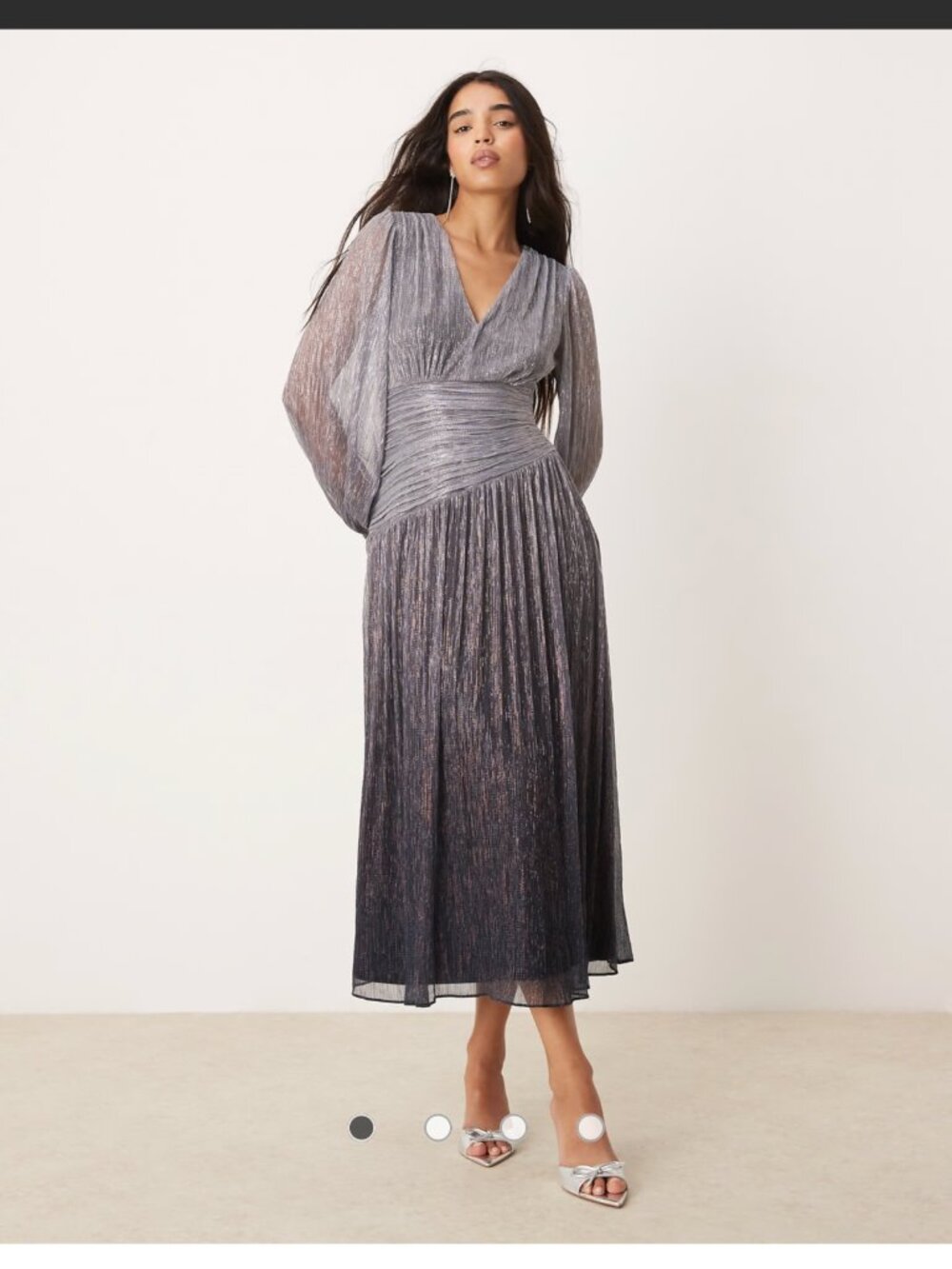 Silver ombre formal plisse dress